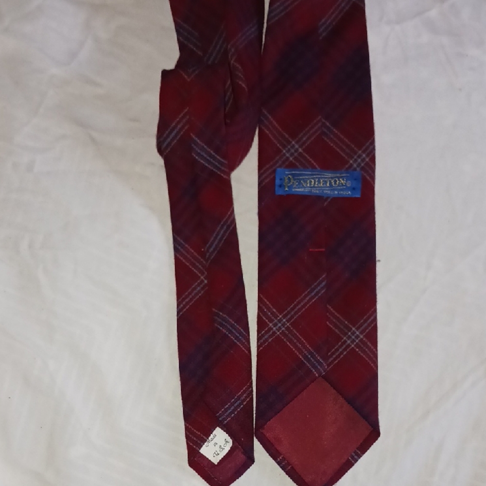 Pendleton Burgundy and Blue Plaid Tie